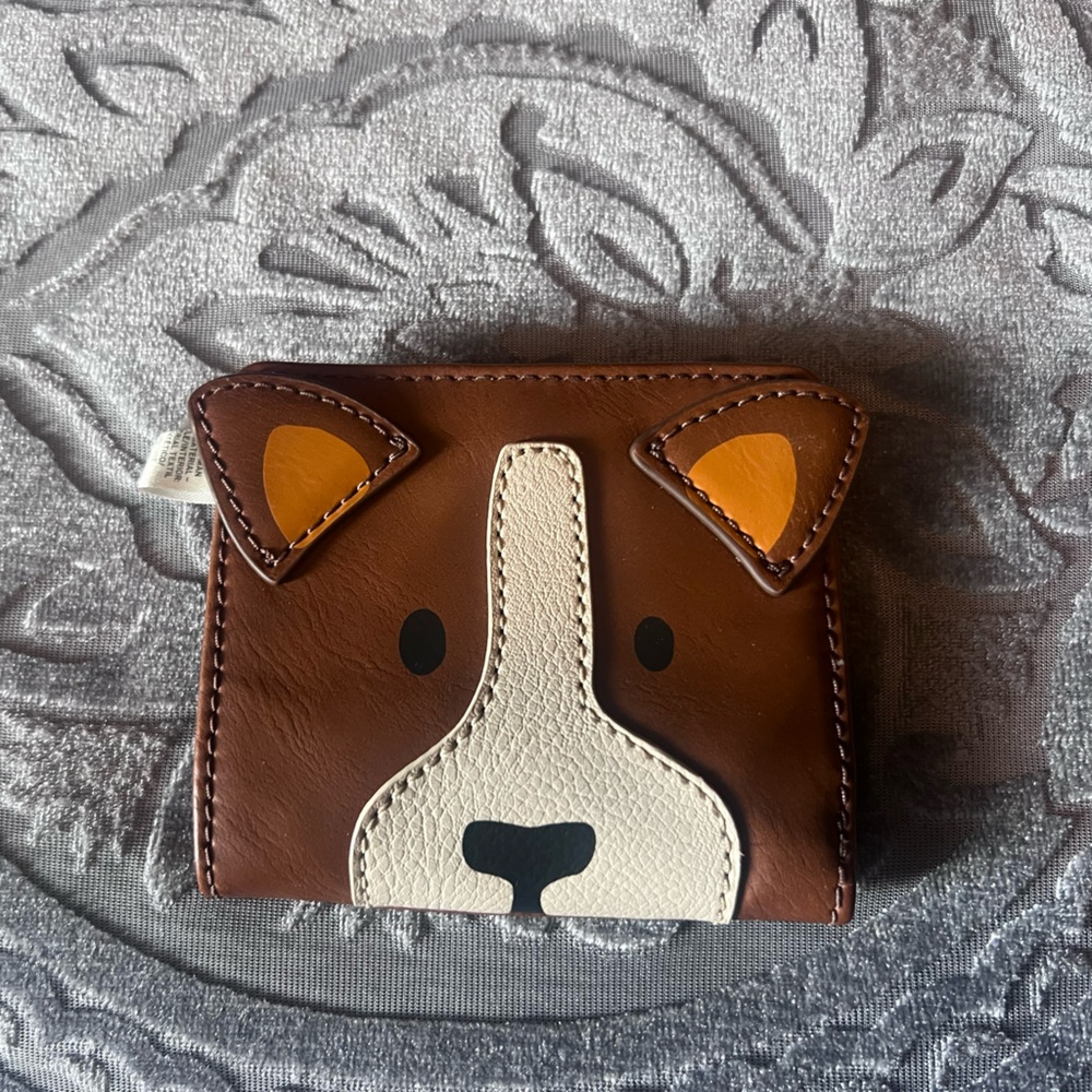 Fossil Brown and White Kids Wallet with Animal Ears